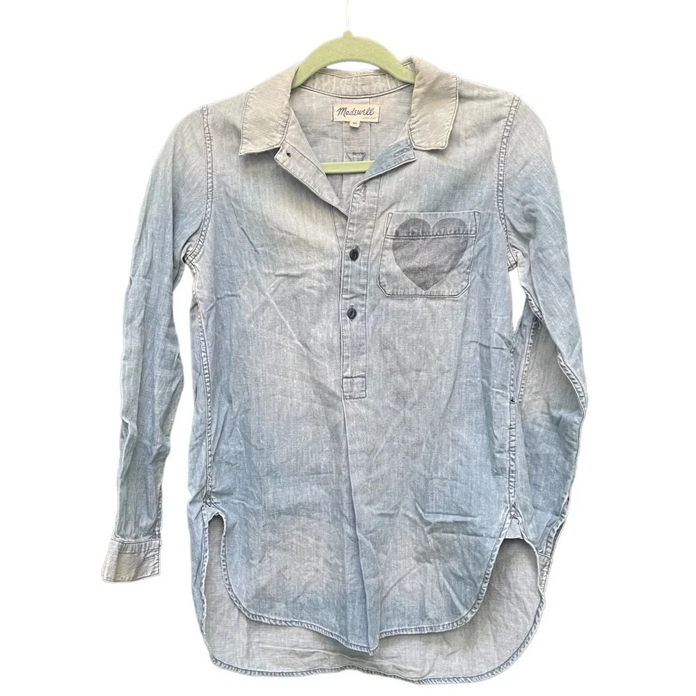 MADEWELL CHAMBRAY HEART POCKET TOP